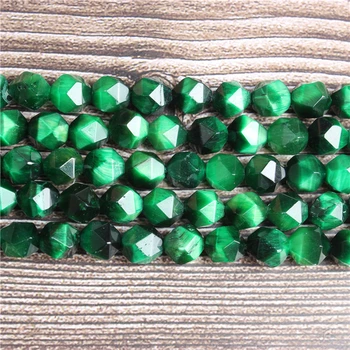 Lanli 8 mm naravno carves mala ravno Zeleno tiger oči kamen svoboden kroglice za nakit DIY kamen, zapestnice in ogrlice