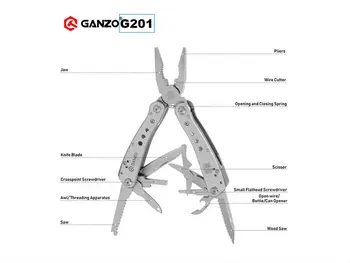 Ganzo Več Plier G202 24 Orodje V Enem Ročno Orodje Izvijač Komplet Prenosne iz Nerjavečega Multitool EOS Krat Folding Nož, Klešče