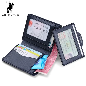 Williampolo Denarnice moške kratke usnjene ultra-tanko navpično usnjene denarnice vozniško dovoljenje imetnika kartice