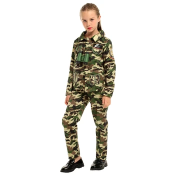 Otroci Otrok Posebne Sile Vojak Kostum za Dekleta Vojske Vojaško Maskirno Poklic Enotno Igra Vlogo Igrajo Fancy Oblačenja
