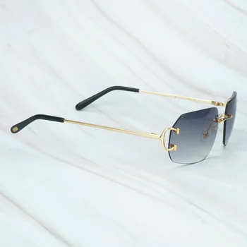 Modna sončna Očala za Moške Oblikovalec Stekla Ženske Visoke Kakovosti za Plažo Rimless Carter sončna Očala za Vožnjo Luksuzni Odtenki