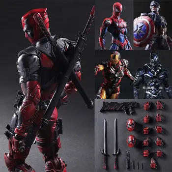 Igrajo Umetnosti Marvel Super Junak o 27 CM Deadpool Batman Iron Man Wolverine Black Widow Hobiji Model Akcijskega Igrača Številke