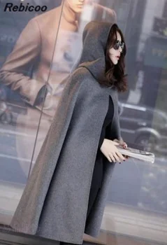 2019 Moda pomlad jesen tanko Jopico poncho Hooded volnene plašč, jakna ženska volne plašči cape ženske plašč