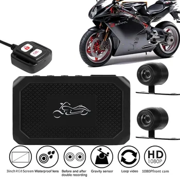 Dashcam Motocikel Vožnjo DVR Snemalnik, Kamera HD 1080P Šport Fotoaparat Dash Cam z Diktafonom Zadaj Spredaj dvotirni