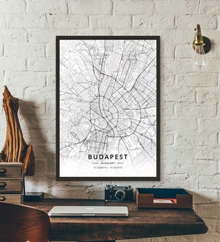 Budimpešta Madžarska Zemljevid Plakat