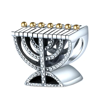 925 Sterling Srebro Menorah Čare Verskih Judovskih Votlih Kroglic Fit Ženske Zapestnica za Ženske, Modni Nakit Brezplačna Dostava
