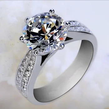 Večno 925 Sterling srebro prstanec Klasičnih Krog 3ct Simulirani Diamantno Poroko Diamant Udejstvovanje Obroči za Ženske, Nakit