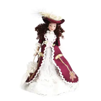 1:12 Lutke Majhna Porcelanasta Lutka Model Vijolično Obleko Miss Lady PP007F
