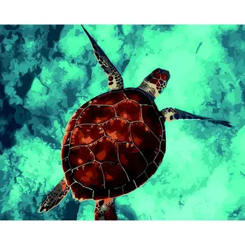 RUOPOTY DIY Barve Z Številkami morska želva Olje, Barvanje Z Število Živali Na Platno Ročno Darilo Za Odrasle Edinstveno Darilo Doma Dekor