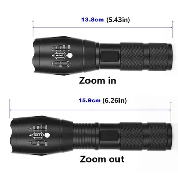 Taktično LED Svetilka 1600 Lumnov Orožje Luči Vojaške Zoomable Scout Svetlobe 5 Načinov z Daljinsko Stikalo za Športe na Prostem
