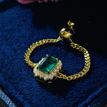 OEVAS 925 Sterling Srebro Sintetičnih Smaragdno Prst Obroči Za Ženske Zlata Barva Peneče Visoko vsebnostjo Ogljika Diamond Fine Nakit
