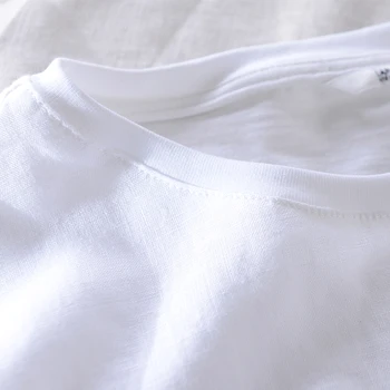 Nova zasnova poletne bombaž in perilo majica s kratkimi rokavi moški blagovno znamko bele udobno t-shirt mens moda priložnostne tshirt za moške camiseta