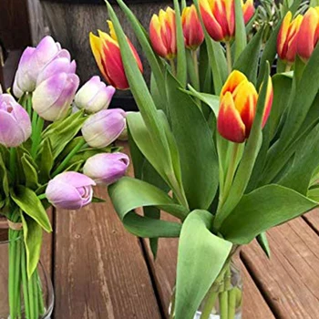 30Pcs Pisanih 14 cm, Umetne Svile Tulipani Cvetje za Stranke Domov Dekoracijo