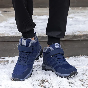 Moški čevlji za Moške Zimske Čevlje Moda Sneg Škornji Plus Velikost Pozimi Superge Gleženj Moški Čevlji Zimski Škornji Črni Modro Toplo Obutev