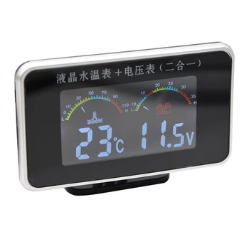 2 V 1 LCD Digitalni Merilnik, Merilnik Vodo Temp Gauge Merilnik Termometer s Senzorjem Voltmeter Merilnik Napetosti, Merilnik za Auto Tovornjak Avto