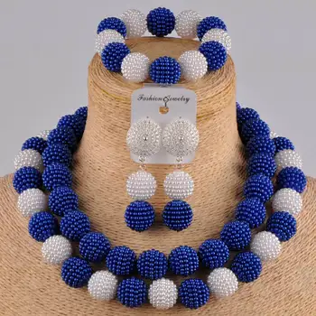 Royal modra in bela afriška kroglice nakit set FZZ100