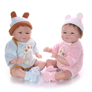 43 cm Veren Bebe Rodi Punčko Realne dvojčka fant dekle novorojenčka živ baby Mehki Silikonski Prerojeni lutke igrače Za Otroka rojstni dan Gif