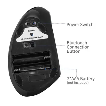 Ergonomska Navpično Miško Brezžična tehnologija Bluetooth Optična Mause 800/1200/1600 DPI Nastavljiv 5D Gaming Osvetljen Miši Za Prenosni RAČUNALNIK