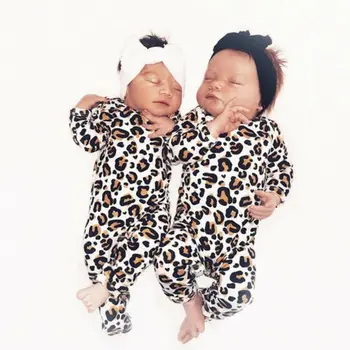 Za Malčke Baby Girl Boy Leopard Bodysuit Romper Jumpsuit Obleke Poletje Obleko Set