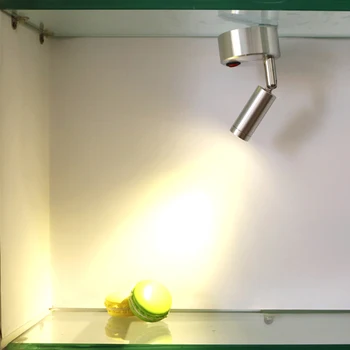 Brezžični 3W LED Prenosna Luč na Baterijski Pogon Lučka Gumb Kabinet Sliko Pozornosti Polico Srebrna/Črna/Bela Lupina