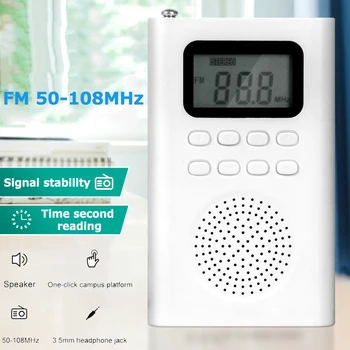 Mini FM Radijski Sprejemnik, Predvajalnik Glasbe z LED Zaslon 3.5 mm Priključek za Slušalke Podpira TF Kartice Igra, Prenosni radio, Digitalni Zaslon