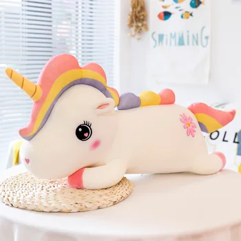 40-90 cm Super Mehka Rainbow Unicorn Plišastih Igrač, Polnjene Živali, Roza Samorog Vrgel Blazino Angel Krila Konj Lutka Darilo Igrače za Otroke