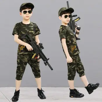 Otrok maskirno obleko poletje 2021 otrok, fant poletje kratka sleeved bombaž dva kosa fant prikrivanje tide