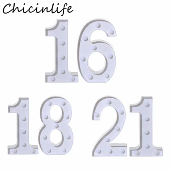 Chicinlife 2Pcs 16 18 21 letniki LED Niz Noč Svetlobe Rojstni dan Stoji Viseče Luči Odraslih Obletnico Dekor Dobave