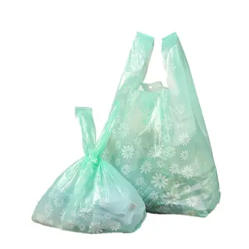 100 kozarcev Prenosni Daisy Torbe, Nakupovalne torbe Supermarket Rojstni Plastične Vrečke Z Ročajem Pakiranje Hrane Plastičnih nosilnih Vrečk