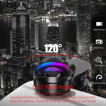 Essager 4K širokokotni Makro Objektiv za iPhone Huawei 0.6 X+15X Telefon, Kamera, Objektiv Zoom Objektiv za Pametni telefon Mobilni Mobilni Telefon Leče