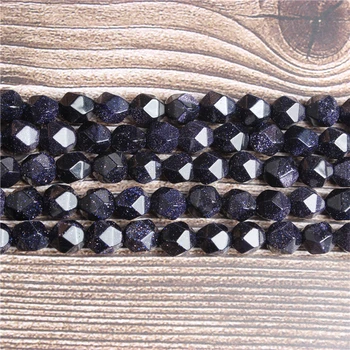Lanli 8 mm naravno carves mala ravno Modro peščenjak svoboden kroglice za nakit DIY kamen, zapestnice in ogrlice