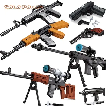 Ausini Pištole Tehnika Pištolo Pištolo Model SWAT WW2 Policija Orožje Moc Modela Gradnik Gradbena batne Igrače