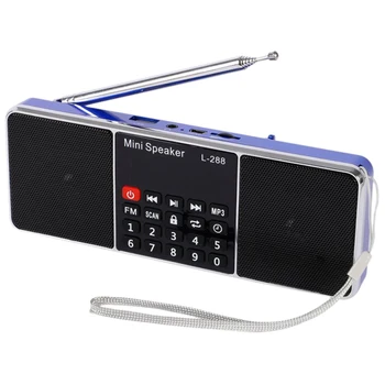 Mini Prenosni in Polnilna Stereo L-288 FM Radio, Zvočniki LCD Sn Podpira TF Kartice USB Disk Predvajalnik Glasbe MP3 Zvočnik(Modra)