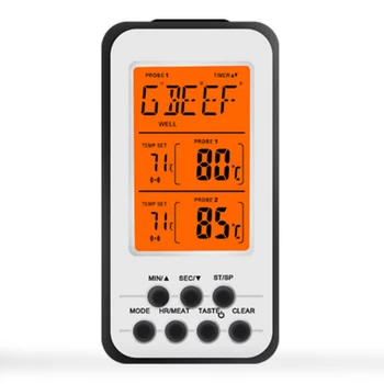 Brezžični Dvojno Iglo Žar Termometer Dual Channel Termometer Žar Vilice Kuhinja Mesa Termometer, Temperaturo Alarm