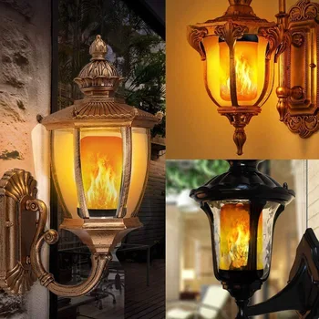 4Pcs E27 Plamen, Žarnica Svetilka 85-265V LED Dinamični Ogenj Učinek Utripanja Noč Svetlobe Ustvarjalno Posnemanje Vrt Dekor Lučka