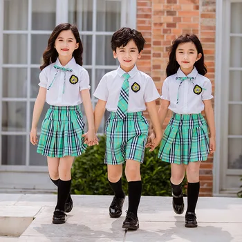 Otroci Korejskem Slogu Vrtec Osnovna Šola Uniforme Fantje Dekleta Kratek Rokav Poletje Japonski Študent Oblačila Sklop Obleko