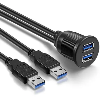 2 Vrata Dvojno USB 3.0 Moški USB 3.0 Ženski Avto USB Plošča Podometno Montažo Kabla Dash Gori Razširitev