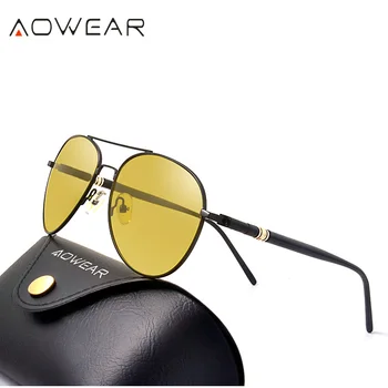 AOWEAR Znane blagovne Znamke Nočno Vizijo Očala za Vožnjo Ponoči Rumena Polarizirana sončna Očala za Moške, Ženske Pilotni Voznik sončna Očala