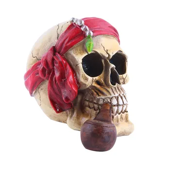 VILEAD 16 cm Smolo Obrti Kipi Skull Glave, ki ima Cev za Domačo Pisarno Pribor za Halloween Dekoracijo Slab Fant Lobanje Ornament