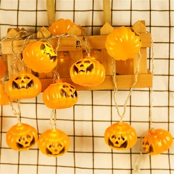 OUFULA Prostem Nepremočljiva Halloween Pumpkin Lantern LED Rumeno Luč Niz Luči