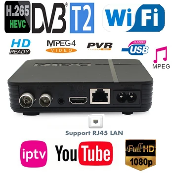 Mini Novi DVB-T2 H. 265/HEVC Polno Združljiv DVB-T/H264 DVB T2 H265 Hevc Dolby AC3 IPTV Youtube Prizemni Digitalni Sprejemnik K2 MAX