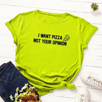 2019 Moda Plus Velikost Ženske T-shirt Bombaž Tees Želim Pizza Črke Natisni T-Shirt Žensk O-Vratu Kratkimi Rokavi Tshirt Vrhovi