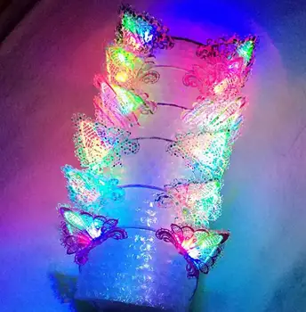 Srčkan LED Žareče Mačje Uho Glavo Cosplay Kostum Stranka sveti Kitty Lase Hoop Utripa Blinky Lase Band BARVITA