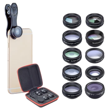 10 v 1 Telefon Leče Kit Fisheye širokokotni makro Objektiv za telefon xiaomi samsung galaxy android telefoni