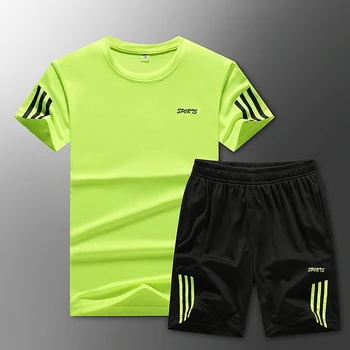 2020 Moški Šport Priložnostne Obleko Modne 2 Kos Striped Majica Kratek Rokav T-Shirt Hlače moška Športna Trenirka