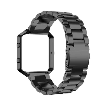 Klasična Iz Nerjavečega Jekla Watch Pasu Trak S Kovinskim Okvirjem Primeru Kritje Za Fitbit Blaze Zamenjava Manšeta Watchband Zapestnica