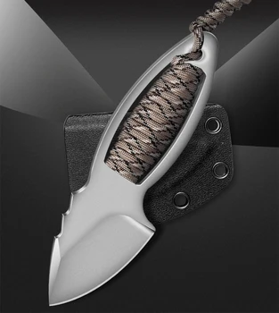 Zunanji nož samoobrambe Mini nož oster prenosni nož DIY dežnik vrv ročaj področju preživetje naravnost nož