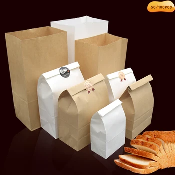 50/100 KOZARCEV Fine kraft papir za vreče hrane holiday gift bag za opekač za kruh, sladkarije reciklirati stranka vrečko suhega embalaža papirnata vrečka
