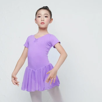 Dekle Kratek Dolg Rokav Gimnastični Leotard Balet Obleko 3 Barva Dekleta Dancewear Tutu Bombaž Spandex Otroci Balerina es