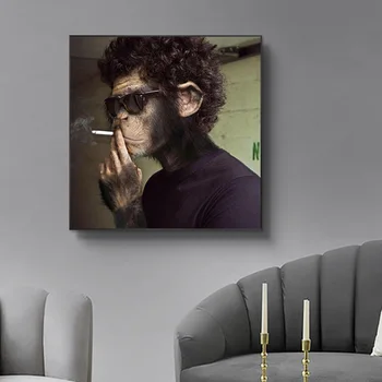 Kajenje Sončna Očala Opica Smešno Živali, Slika, Platno Stensko Umetnosti Plakatov In Fotografij Stensko Slikarstvo Soba Dekoracijo Cuadros